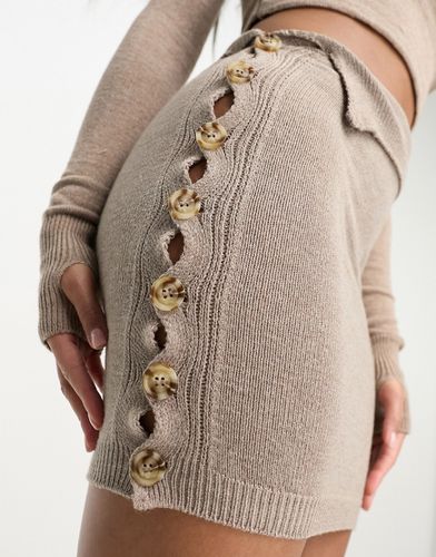 Missy Empire - Mini-jupe d'ensemble en maille à fermeture boutonnée - Taupe - Missyempire - Modalova