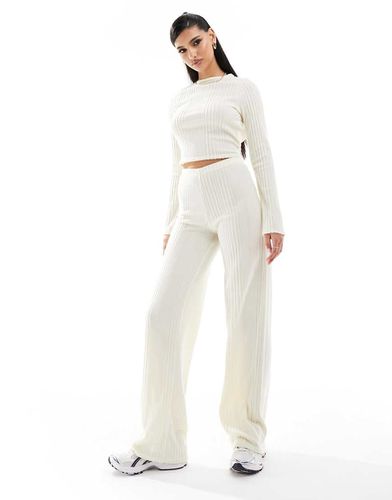 Missy Empire - Pantalon d'ensemble large côtelé - Crème - Missyempire - Modalova