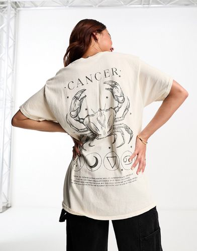 Horoscope - T-shirt oversize à motif Cancer - Écru - Miss Selfridge - Modalova