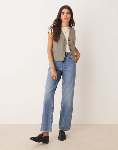 Jean droit avec poches  dtail caur - dlav - Miss Selfridge - Modalova