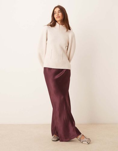 Jupe longue en satin coupé en biais avec détail naud - Miss Selfridge - Modalova