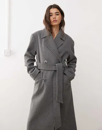 Manteau croisé habillé avec ceinture - chiné - Miss Selfridge - Modalova