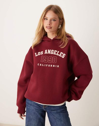 Sweat à capuche avec motif Los Angeles - Bordeaux - Miss Selfridge - Modalova