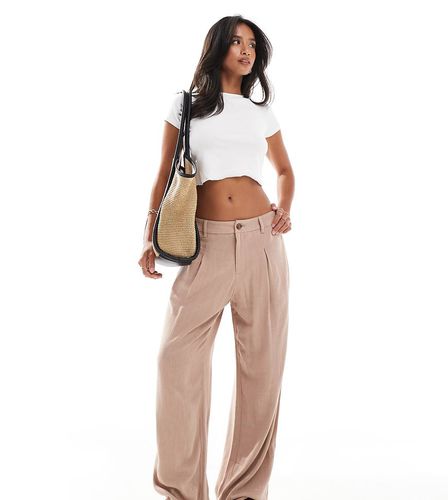 Pantalon large ajusté en lin mélangé - Taupe - Miss Selfridge Petite - Modalova