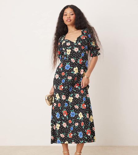 Robe rétro mi-longue à imprimé fleuri - Miss Selfridge Petite - Modalova