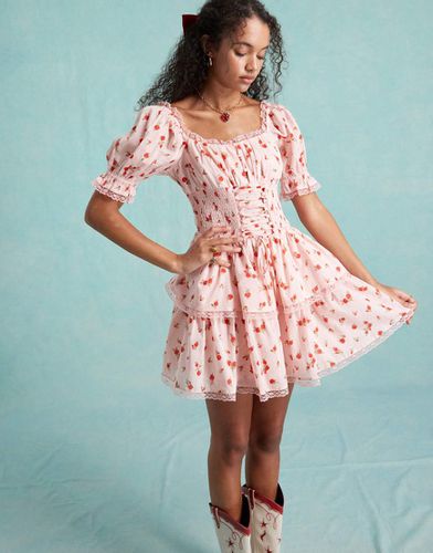 Robe corset courte à volants et petites fleurs - Miss Selfridge - Modalova