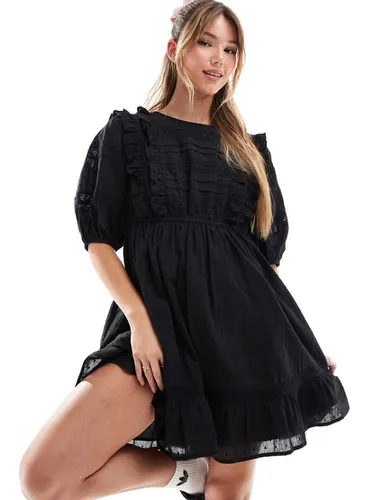 Robe courte en coton avec finitions nervurées - Miss Selfridge - Modalova