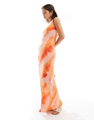 Robe longue à encolure bateau et dos échancré - Imprimé tie-dye - Miss Selfridge - Modalova