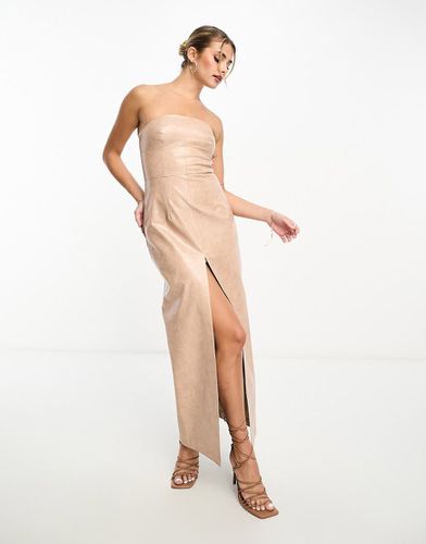 Robe longue bandeau en vinyle imitation cuir - Taupe - Miss Selfridge - Modalova