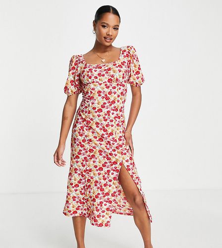 Robe mi-longue à manches bouffantes et fleurs - Miss Selfridge - Modalova