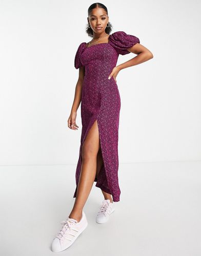 Robe mi-longue à manches bouffantes et imprimé caurs - Miss Selfridge - Modalova