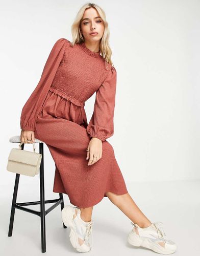 Robe mi-longue froncée en jersey - thé - Miss Selfridge - Modalova