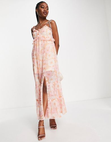 Robe nuisette longue en mousseline à volants - rétro fleuri - Miss Selfridge - Modalova