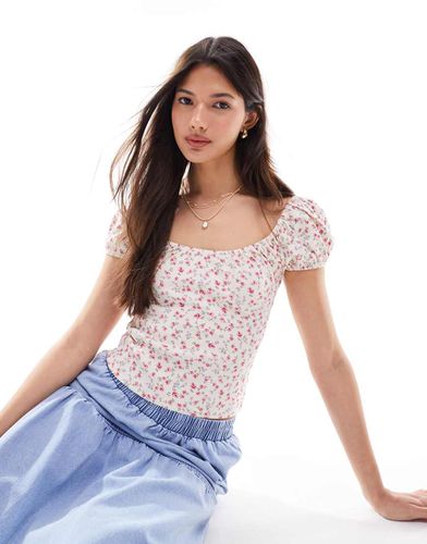 Top côtelé tendance folk à petites fleurs - Miss Selfridge - Modalova