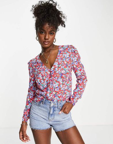 Blouse ajustée boutonnée à fleurs de couleur vive - Nobody's Child - Modalova