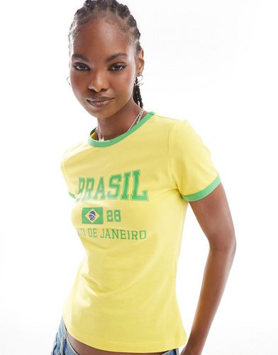 Maillot de football à imprimé Brazil » - Jaune - Noisy May - Modalova