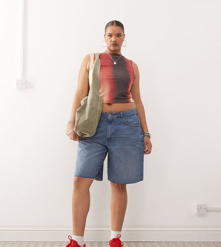 Bermuda en jean  taille haute - moyen dlav - Noisy May Curve - Modalova