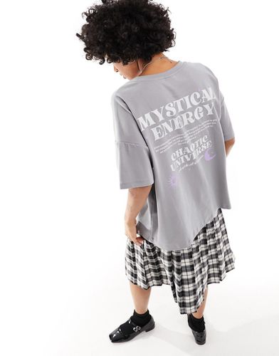 T-shirt oversize avec imprimé mystère au dos - délavé - Noisy May - Modalova