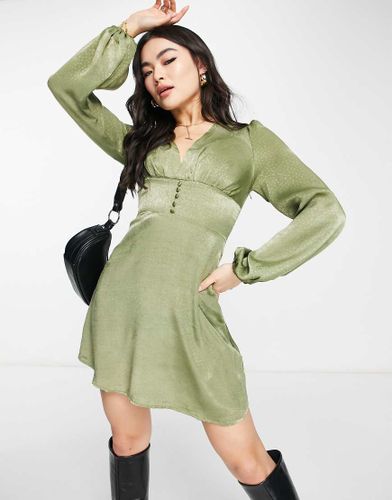 Robe rétro en satin - Kaki - Naanaa - Modalova
