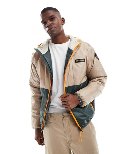 Thur - Veste coupe-vent à logo - Beige et - Napapijri - Modalova