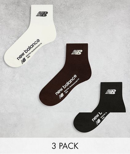 Lot de 3 paires de chaussettes à logo - Marron/noir/blanc - New Balance - Modalova