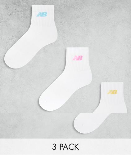 Lot de 3 paires de chaussettes à logo pastel - Bleu/rose/jaune - New Balance - Modalova