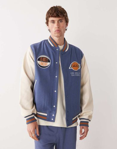 Veste style universitaire  motif LA Lakers - Bleu et blanc - New Era - Modalova