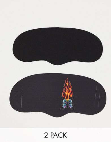 Lot de 2 masques en tissu avec imprimé graphique flamme et papillon - New Girl Order - Modalova