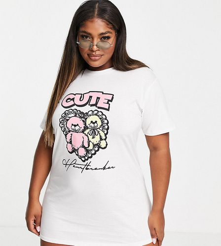 New Girl Order Plus - Robe t-shirt oversize à imprimé graphique oursons Cute » - New Girl Order Curve - Modalova