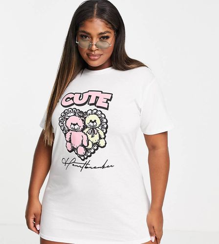 New Girl Order Plus - Robe t-shirt oversize à imprimé graphique oursons Cute » - New Girl Order Curve - Modalova