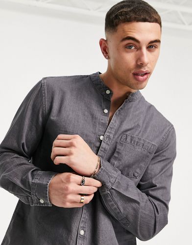 Chemise en jean à col grand-père - moyen - New Look - Modalova