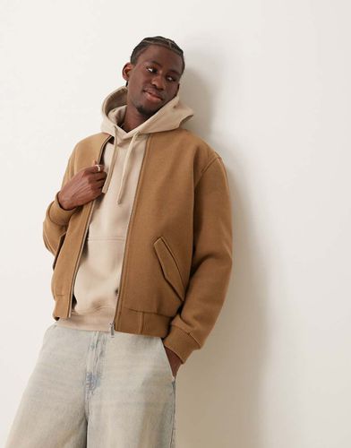 Bomber en laine - Camel - New Look - Modalova