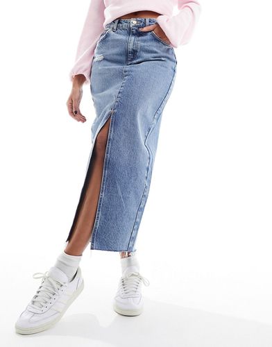Jupe longueur mollet déchirée en jean - New Look - Modalova
