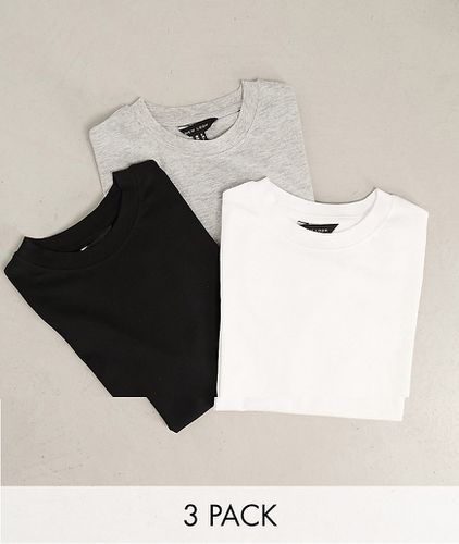 Lot de 3 t-shirts coupe girlfriend - Noir, gris et blanc - New Look - Modalova
