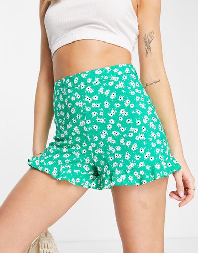 Short volanté à petites fleurs et taille haute - New Look - Modalova