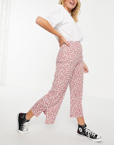 Pantalon large texturé avec fentes sur le côté à motif fleuri - New Look - Modalova