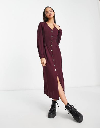 Robe mi-longue boutonnée - Bordeaux - New Look - Modalova