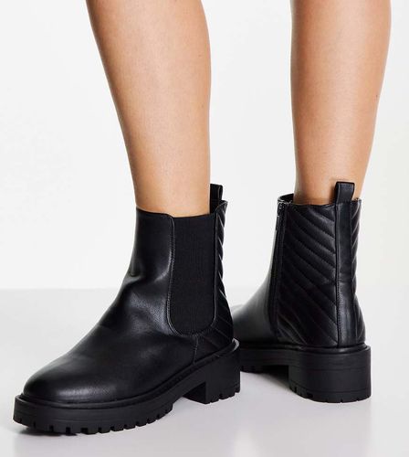 Bottines montantes plates à détails matelassés - New Look Wide Fit - Modalova