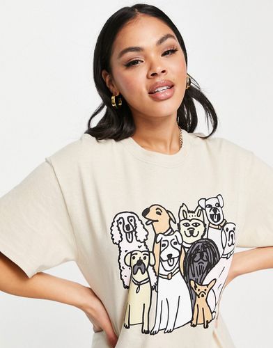 T-shirt oversize à motif chiens - Sable - New Love Club - Modalova