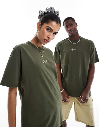 T-shirt oversize avec logo virgule au centre - Vert foncé - Nike - Modalova