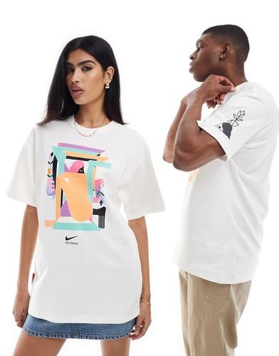 T-shirt unisexe à imprimé art graphique - Blanc et multicolore - Nike - Modalova