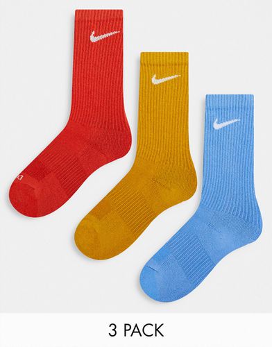 Lot de 3 paires de chaussettes rembourrées - Jaune, rouge et bleu - Nike Training - Modalova