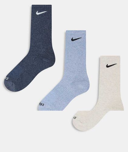 Plus - Everyday Cushioned - Lot de 3 paires de chaussettes - Bleu et beige - Nike Training - Modalova