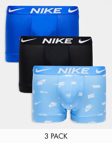 Dri-FIT Essential - Lot de 3 boxers en microfibre - Noir/bleu/imprimé nuage - Nike - Modalova