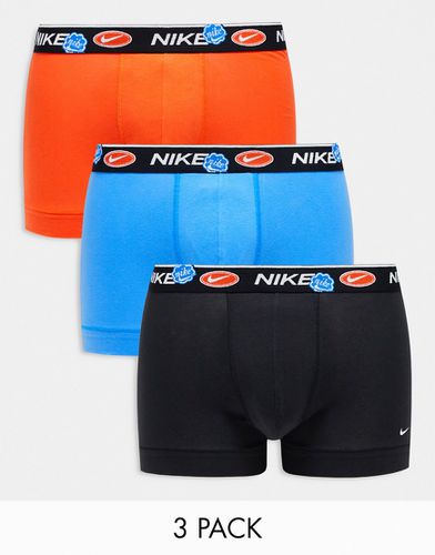Everyday - Lot de 3 boxers en coton stretch - Noir, bleu et orange - Nike - Modalova
