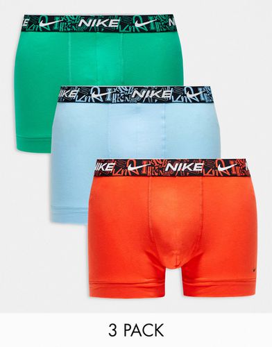 Everyday - Lot de 3 boxers en coton stretch - Orange, bleu et vert - Nike - Modalova