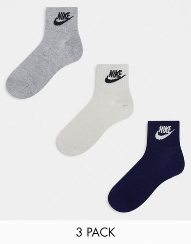 Lot de 3 paires de chaussettes - Beige, gris et bleu marine - Nike - Modalova