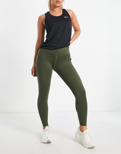 GO Dri-FIT - Legging 7/8ème à taille mi-haute pour activité à impact élevé - Kaki - Nike Running - Modalova