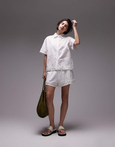 Short d'ensemble en lin mlang avec appliqus fleuris - Sndys - Modalova