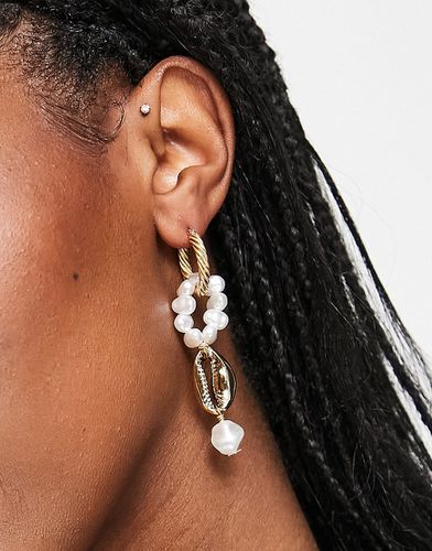 Boucles d'oreilles à pendants coquillage et perles fantaisie - South Beach - Modalova